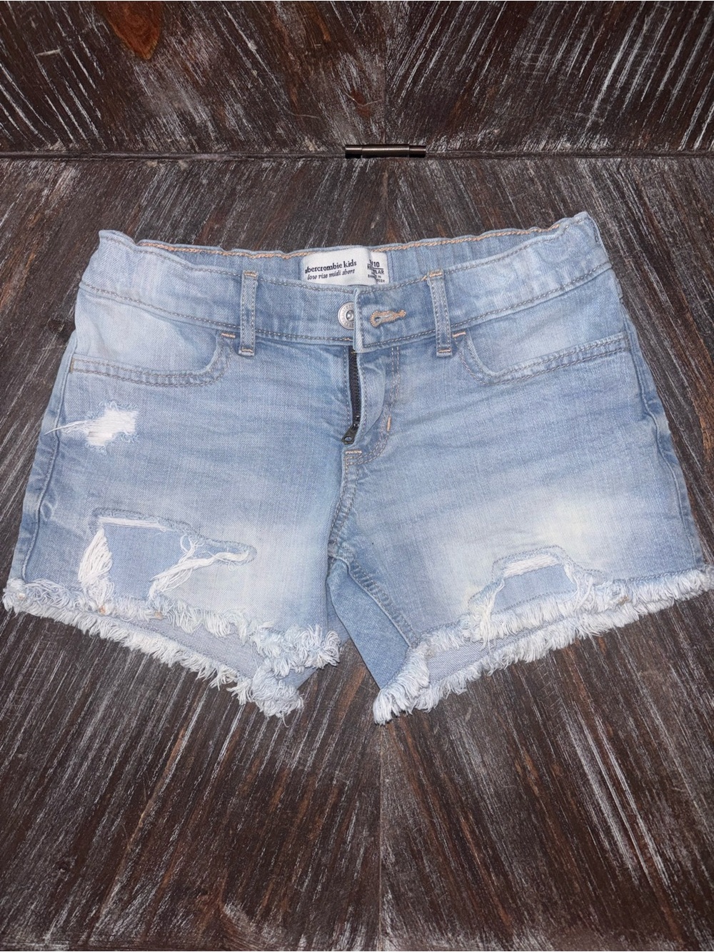 Abercrombie Kids Light Blue Distressed Denim Shorts